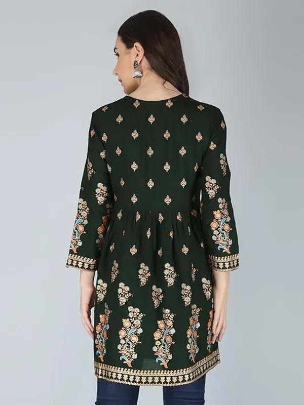 Dark_Green_Rayon_Cotton_Blend_Top_For_Women