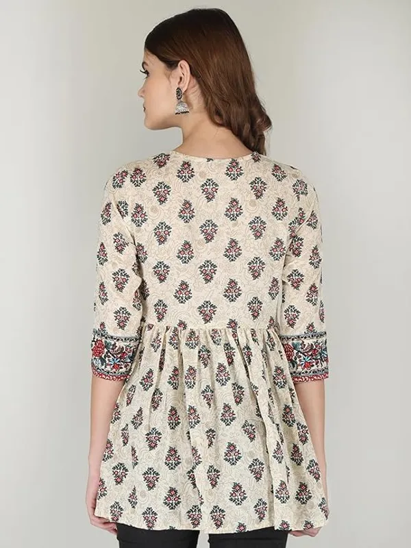 Cream_Rayon_Cotton_Blend_Top_For_Women