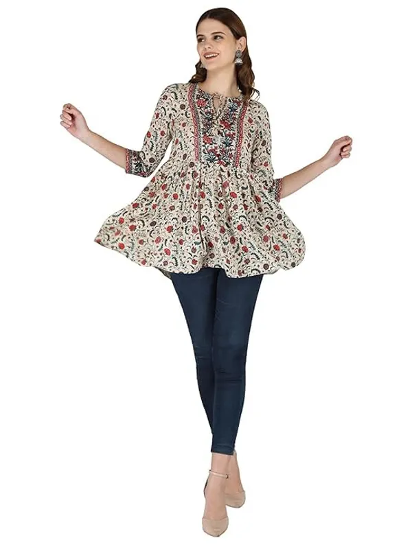 Cream_Rayon_Cotton_Blend_Top_For_Women