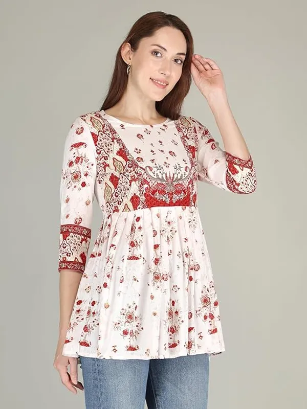 White_Rayon_Cotton_Blend_Top_For_Women
