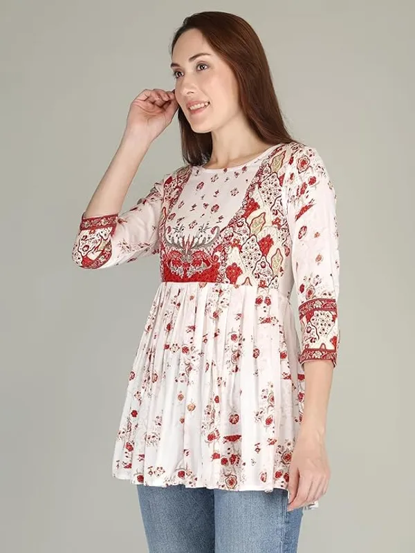 White_Rayon_Cotton_Blend_Top_For_Women