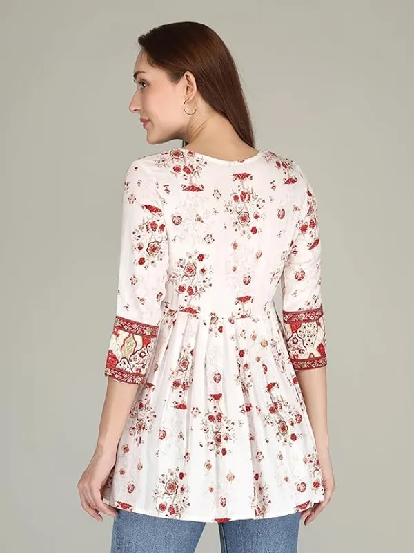 White_Rayon_Cotton_Blend_Top_For_Women