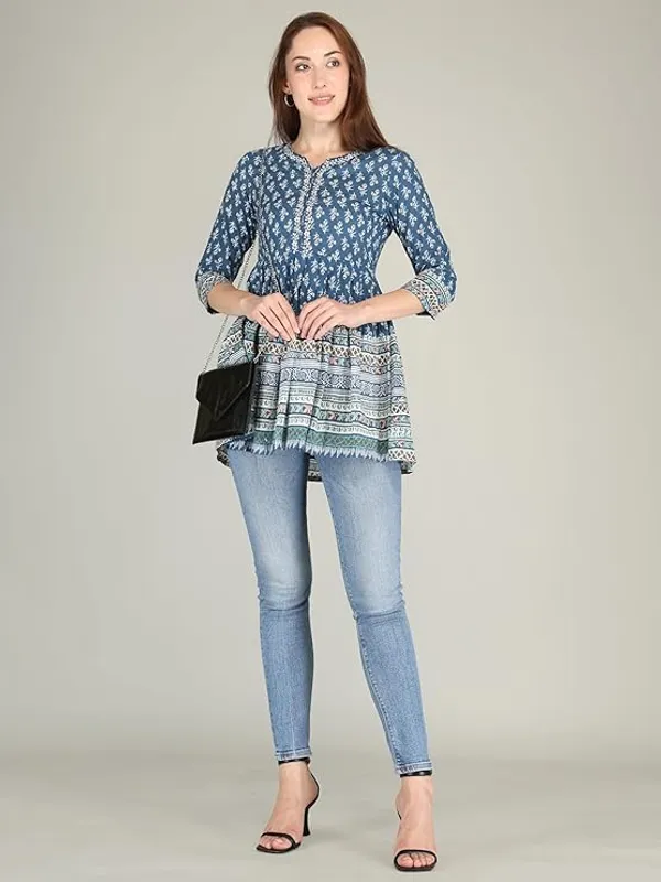 Blue_Rayon_Cotton_Blend_Top_For_Women