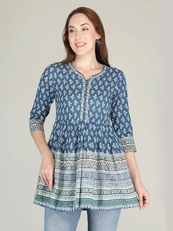 Blue_Rayon_Cotton_Blend_Top_For_Women