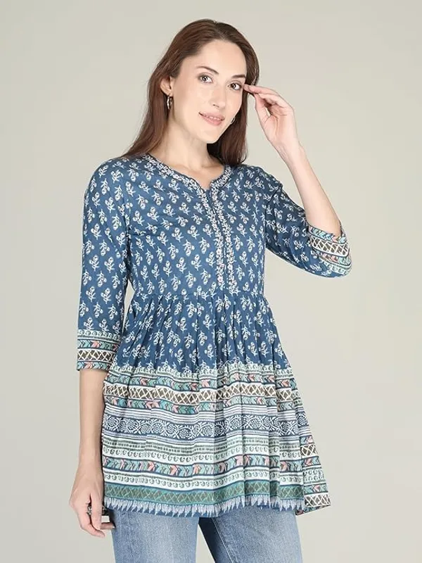 Blue_Rayon_Cotton_Blend_Top_For_Women
