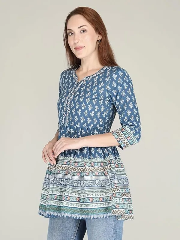 Blue_Rayon_Cotton_Blend_Top_For_Women