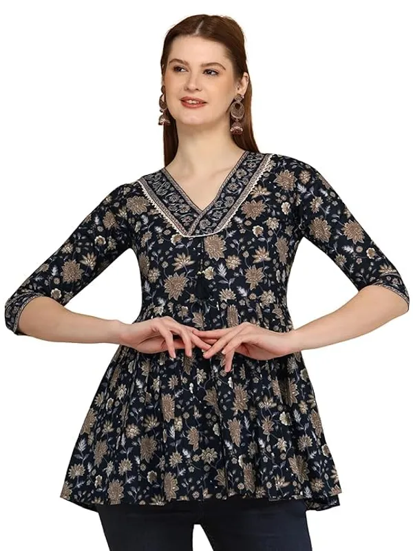 Black_Rayon_Cotton_Blend_Top_For_Women