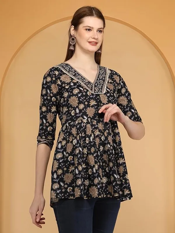 Black_Rayon_Cotton_Blend_Top_For_Women