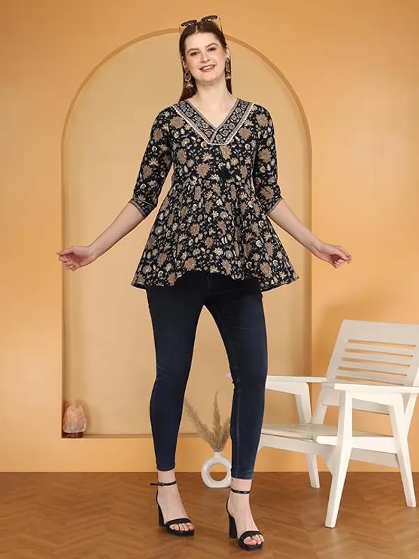 Black_Rayon_Cotton_Blend_Top_For_Women