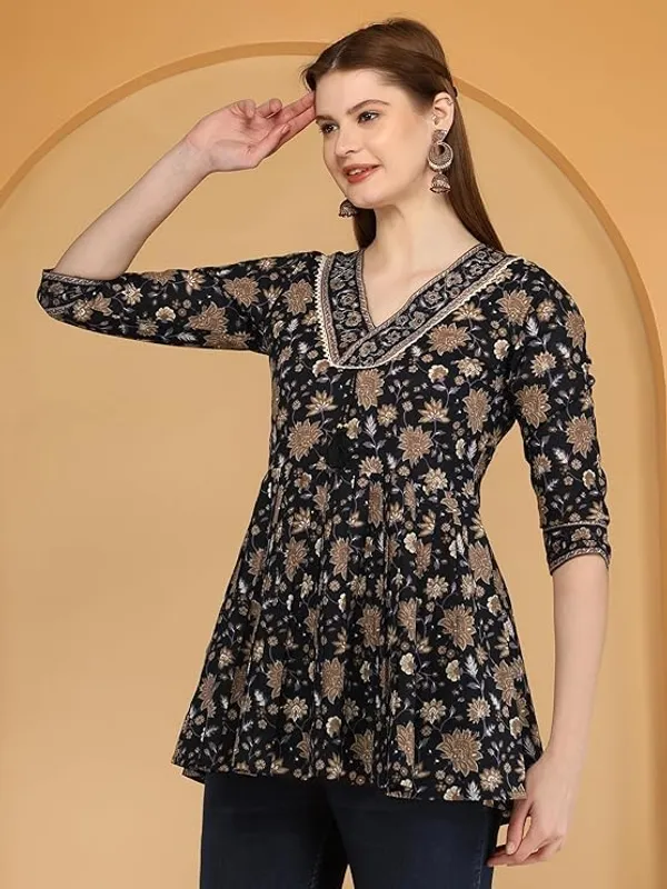 Black_Rayon_Cotton_Blend_Top_For_Women