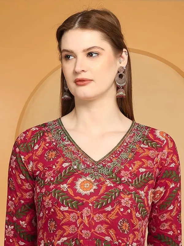 Red_Rayon_Cotton_Blend_Top_For_Women