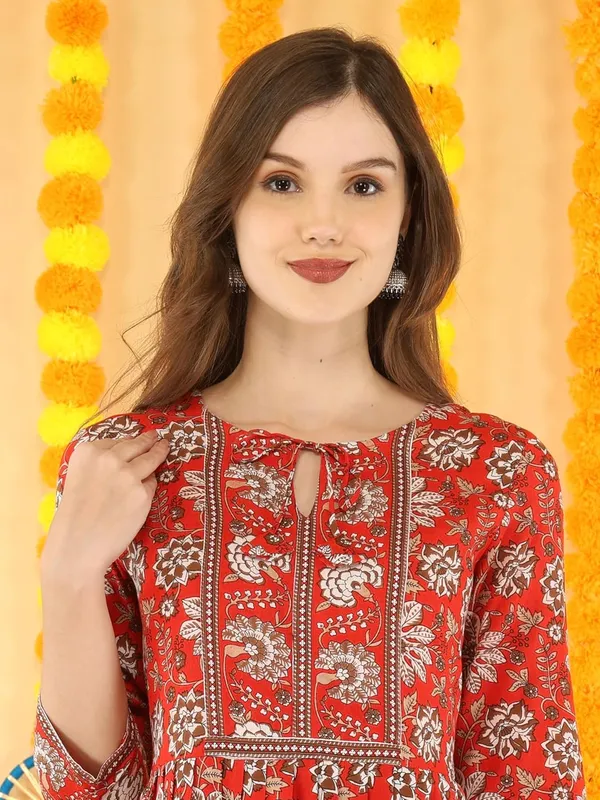 Red_Cotton_Blend_Top_For_Women