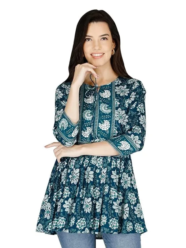 Blue_Cotton_Blend_Top_For_Women