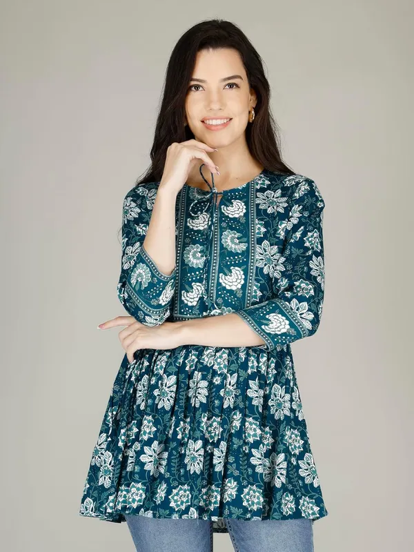 Blue_Cotton_Blend_Top_For_Women