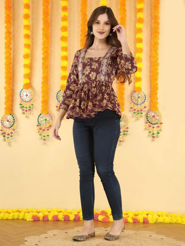 Maroon_Cotton_Blend_Top_For_Women