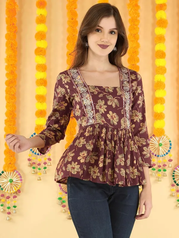 Maroon_Cotton_Blend_Top_For_Women