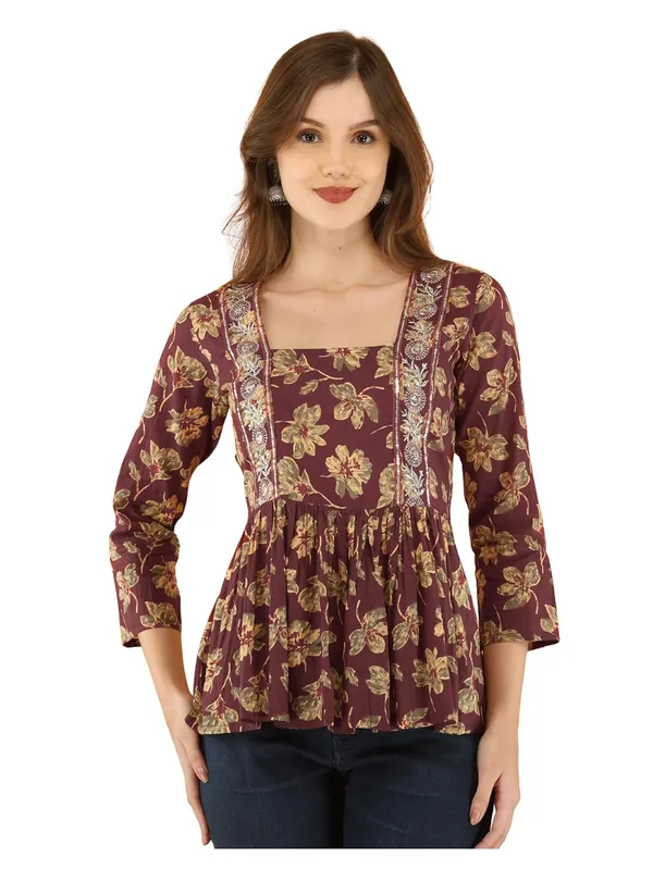 Maroon_Cotton_Blend_Top_For_Women