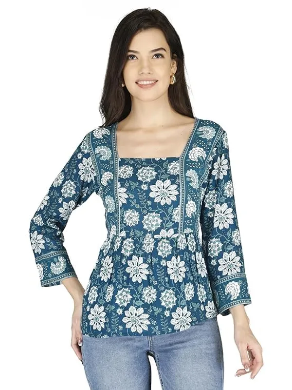 Blue_Cotton_Blend_Top_For_Women