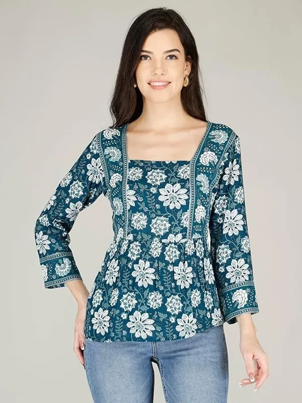 Blue_Cotton_Blend_Top_For_Women