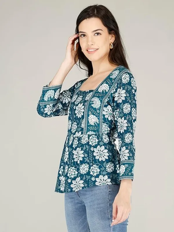 Blue_Cotton_Blend_Top_For_Women