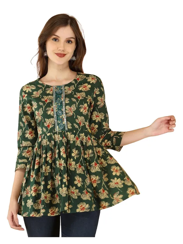 Green_Cotton_Blend_Top_For_Women
