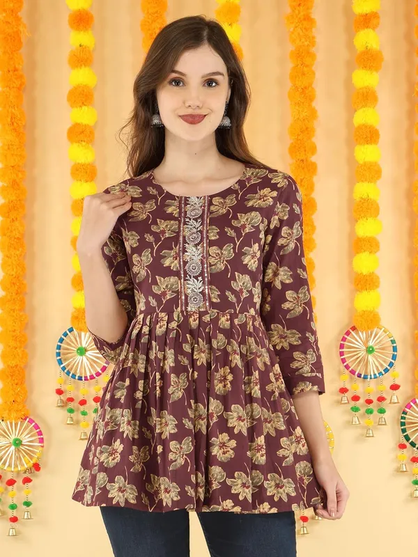Maroon_Cotton_Blend_Top_For_Women