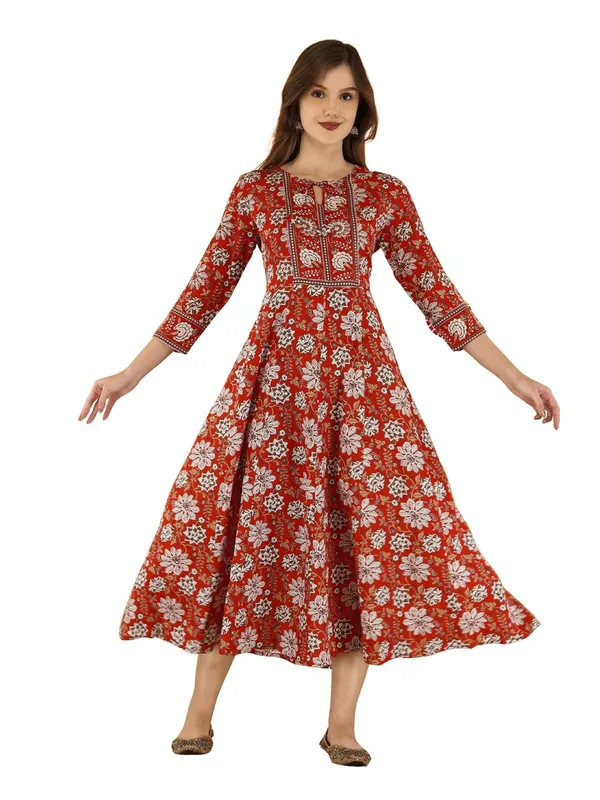 Red_Cotton_Anarkali_Kurti_For_Women