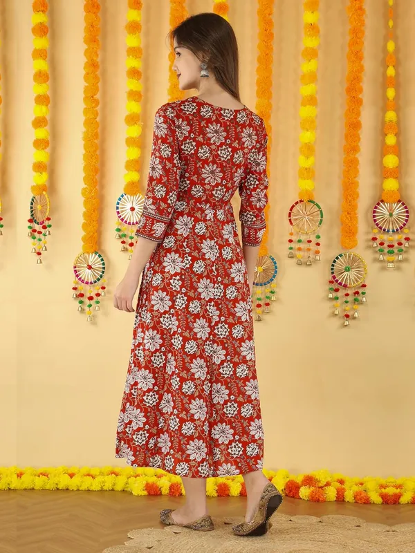 Red_Cotton_Anarkali_Kurti_For_Women