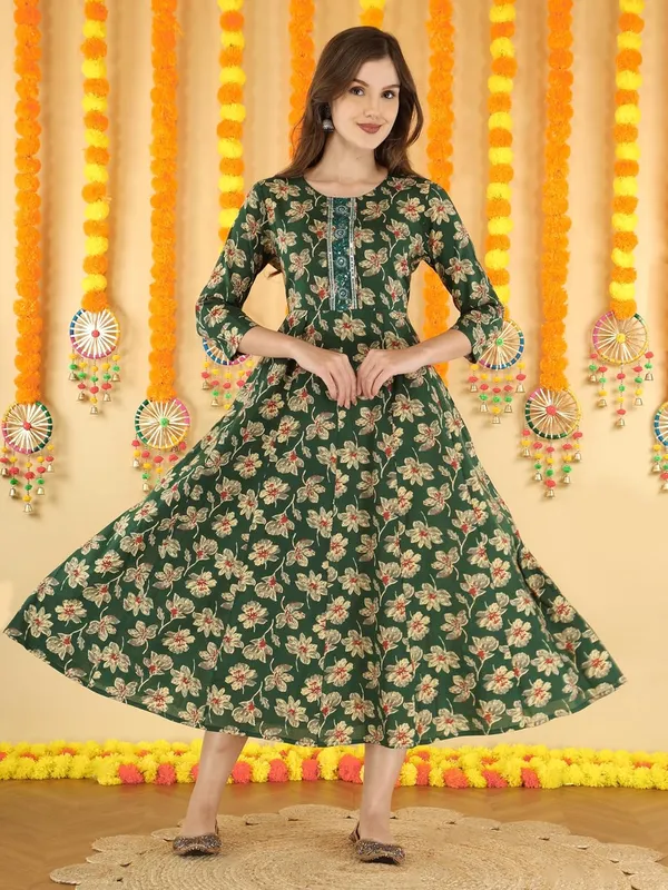 Green_Cotton_Anarkali_Kurti_For_Women