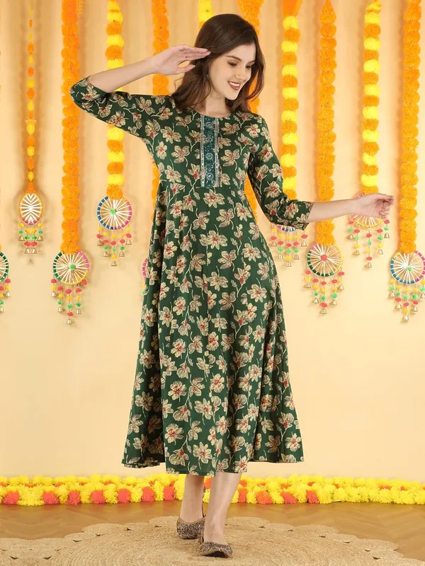 Green_Cotton_Anarkali_Kurti_For_Women