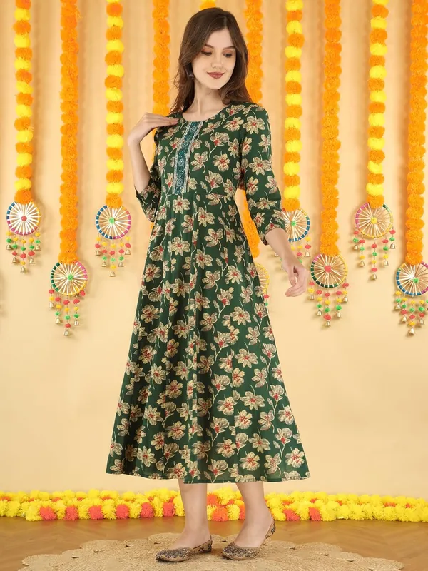 Green_Cotton_Anarkali_Kurti_For_Women