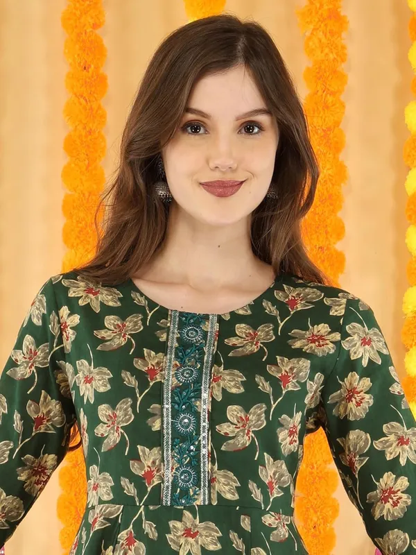 Green_Cotton_Anarkali_Kurti_For_Women
