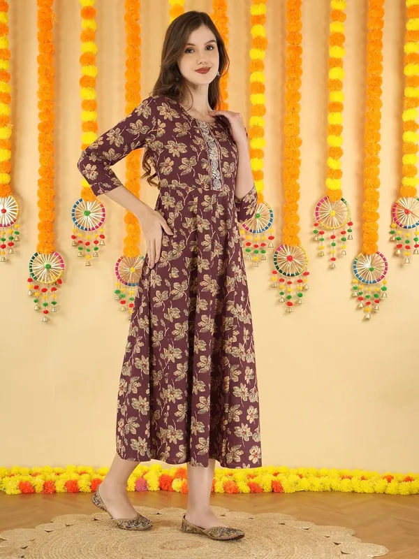 Maroon_Cotton_Anarkali_Kurti_For_Women