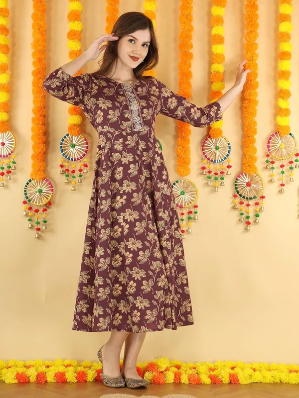 Maroon_Cotton_Anarkali_Kurti_For_Women