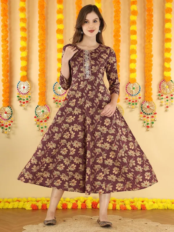 Maroon_Cotton_Anarkali_Kurti_For_Women