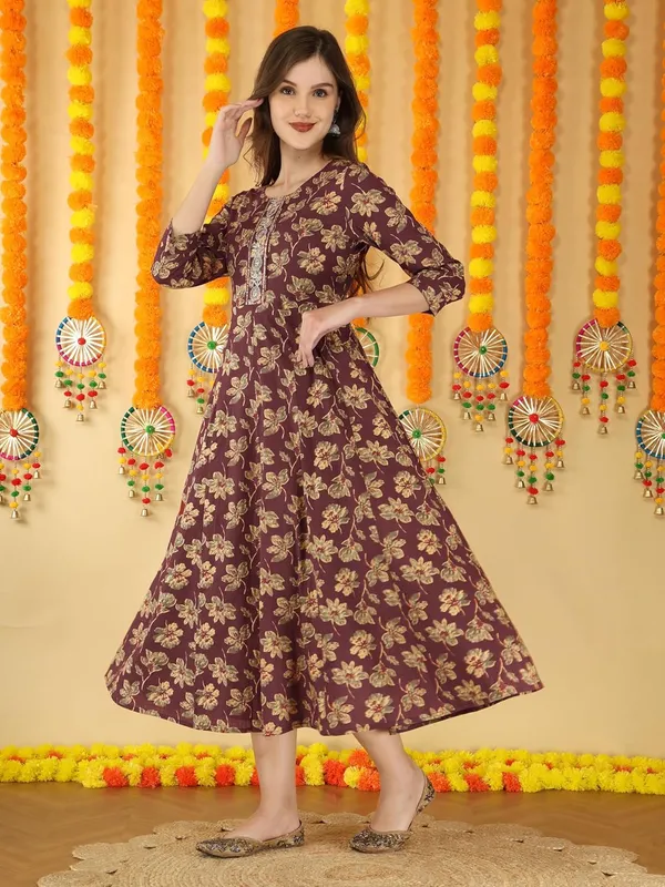 Maroon_Cotton_Anarkali_Kurti_For_Women