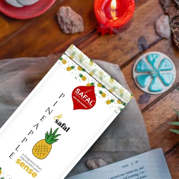 SAFAL_Pineapple_Handmade_Incense_Sticks_Pack_of_4_Natural_Fragrance_for_Puja_Meditation_Refreshing_Ambience_Incense_Sticks_for_Worship_Puja_Agarbatti_120_GMS_Pack_of_4x100