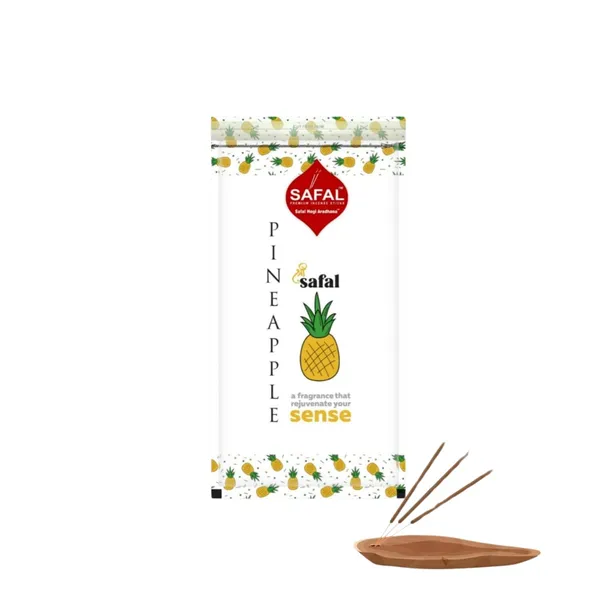 SAFAL_Pineapple_Handmade_Incense_Sticks_Pack_of_4_Natural_Fragrance_for_Puja_Meditation_Refreshing_Ambience_Incense_Sticks_for_Worship_Puja_Agarbatti_120_GMS_Pack_of_4x100