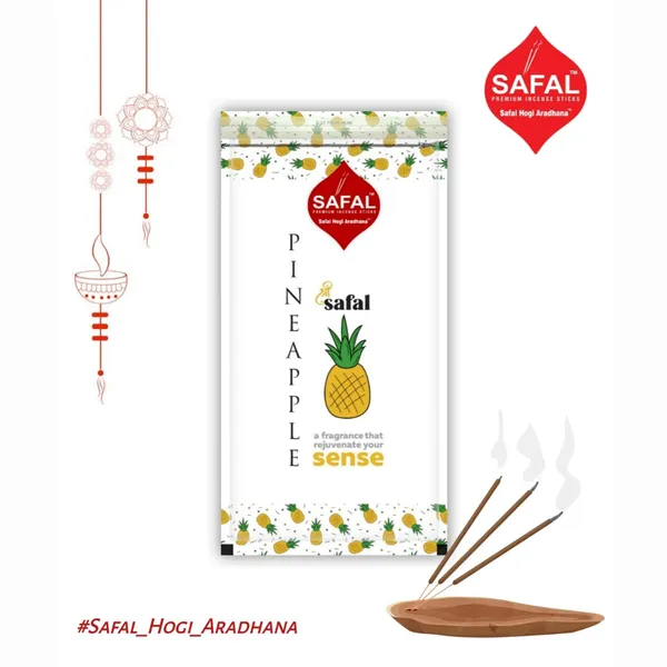 SAFAL_Pineapple_Handmade_Incense_Sticks_Pack_of_4_Natural_Fragrance_for_Puja_Meditation_Refreshing_Ambience_Incense_Sticks_for_Worship_Puja_Agarbatti_120_GMS_Pack_of_4x100