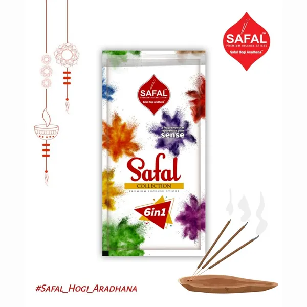 SAFAL_SAFAL_Ektaara_Handmade_Incense_Sticks_Pack_of_5_Agarbatti_for_Pooja_Incense_Sticks_for_Pooja_with_Natural_Fragrance_Long-Lasting_Aroma_for_Puja_And_Meditation_100_Sticks_Per_Pack