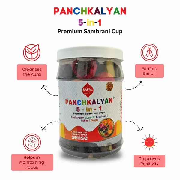 SAFAL_Panchkalyan_Sambrani_Dhoop_Cups_for_Pooja_72_Cups_Havan_Cups_for_Pooja_5_IN1_Sambrani_Cups_Dashanfam_Laxmi_Sidham_Loban_Gugal_Natural_Ingredients_Dhoop_Cones_Pack_of_2