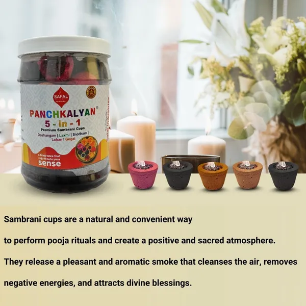 SAFAL_Panchkalyan_Sambrani_Dhoop_Cups_for_Pooja_36_Cups_Havan_Cups_for_Pooja_5_IN1_Sambrani_Cups_Dashanfam_Laxmi_Sidham_Loban_Gugal_Natural_Ingredients_Dhoop_Cones_pack_of_2