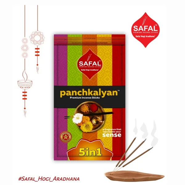 SAFAL_Incense_Sticks_Natural_Fragrance_for_Pooja_Meditation_And_Rituals_120_gram_Handmade_Agarbatti_with_Long-Lasting_Aroma_Soothing_And_Relaxing_Scent_Approx._200_Sticks_Panchkalyan_pack_of_5
