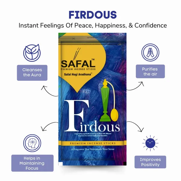 SAFAL_Incense_Sticks_pack_of_5_Natural_Fragrance_for_Pooja_Meditation_And_Rituals_120_gram_Handmade_Agarbatti_with_Long-Lasting_Aroma_Soothing_And_Relaxing_Scent_Approx._200_Sticks_Firdous