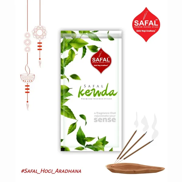 SAFAL_Incense_Sticks_pack_of_5_Natural_Fragrance_for_Pooja_Meditation_And_Rituals_120_gram_Handmade_Agarbatti_with_Long-Lasting_Aroma_Soothing_And_Relaxing_Scent_Approx._200_Sticks_Kewda