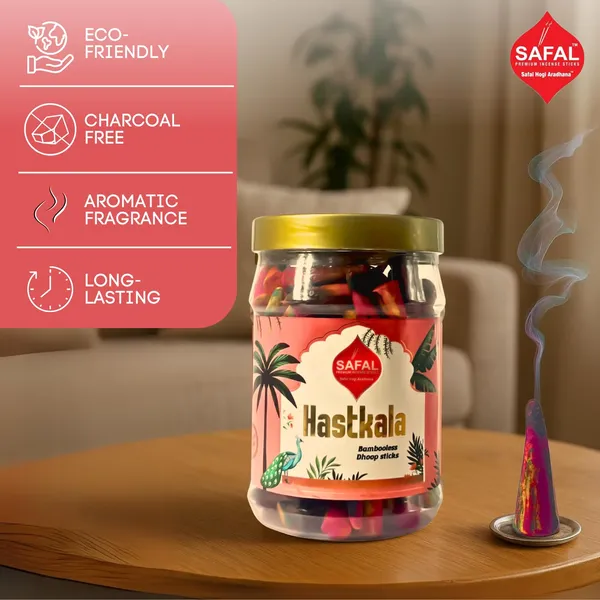 SAFAL_Charcoal-Free_Incense_Dhoop_Cones__400g_Jar_Non-Irritating_And_Calming_Aroma_Natural_Smooth_And_Long-Lasting_Fragrance_for_Daily_Puja_Bambooless_Dry_Dhup_Batti_Pack_of_2_Hastkala