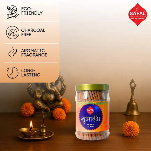 SAFAL_Dhoop_Stick__400g_Jar_Non-Irritating_And_Calming_Aroma_Non_Toxic_And_Charcoal-Free_Natural_Smooth_And_Long-Lasting_Fragrance_for_Daily_Puja_Bambooless_Dry_Dhup_Batti_Subharambh_Pack_of_2