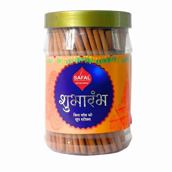 SAFAL_Dhoop_Stick__400g_Jar_Non-Irritating_And_Calming_Aroma_Non_Toxic_And_Charcoal-Free_Natural_Smooth_And_Long-Lasting_Fragrance_for_Daily_Puja_Bambooless_Dry_Dhup_Batti_Subharambh_Pack_of_2