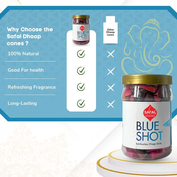 SAFAL_Charcoal-Free_Incense_Dhoop_Cones__400g_Jar_Non-Irritating_And_Calming_Aroma_Natural_Smooth_And_Long-Lasting_Fragrance_for_Daily_Puja_Bambooless_Dry_Dhup_Batti_Blue_Shoot_Pack_of_2