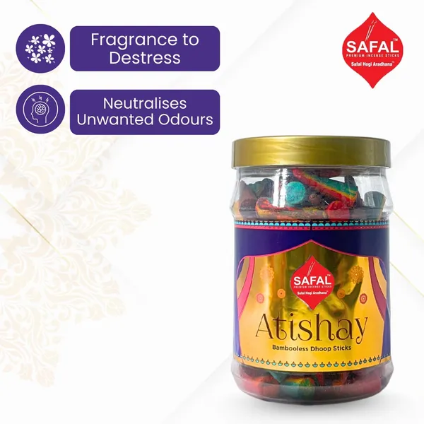 SAFAL_Charcoal-Free_Incense_Dhoop_Cones__400g_Jar_Non-Irritating_And_Calming_Aroma_Natural_Smooth_And_Long-Lasting_Fragrance_for_Daily_Puja_Bambooless_Dry_Dhup_Batti_Atishay_Pack_of_2